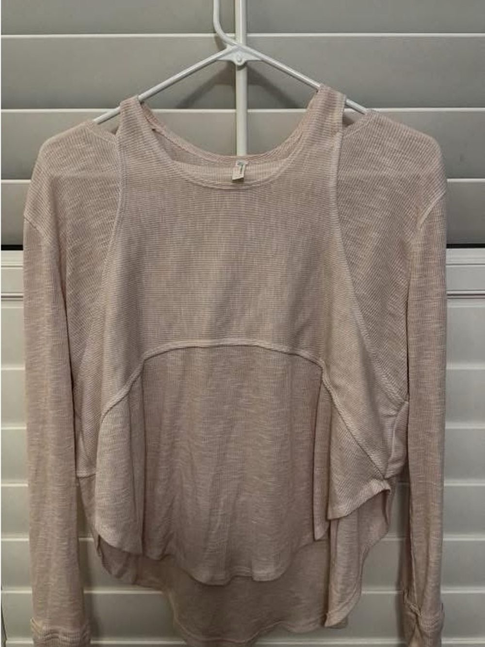 Free People Pale Pink Lightweight Ribbed Long-Sleeve Top